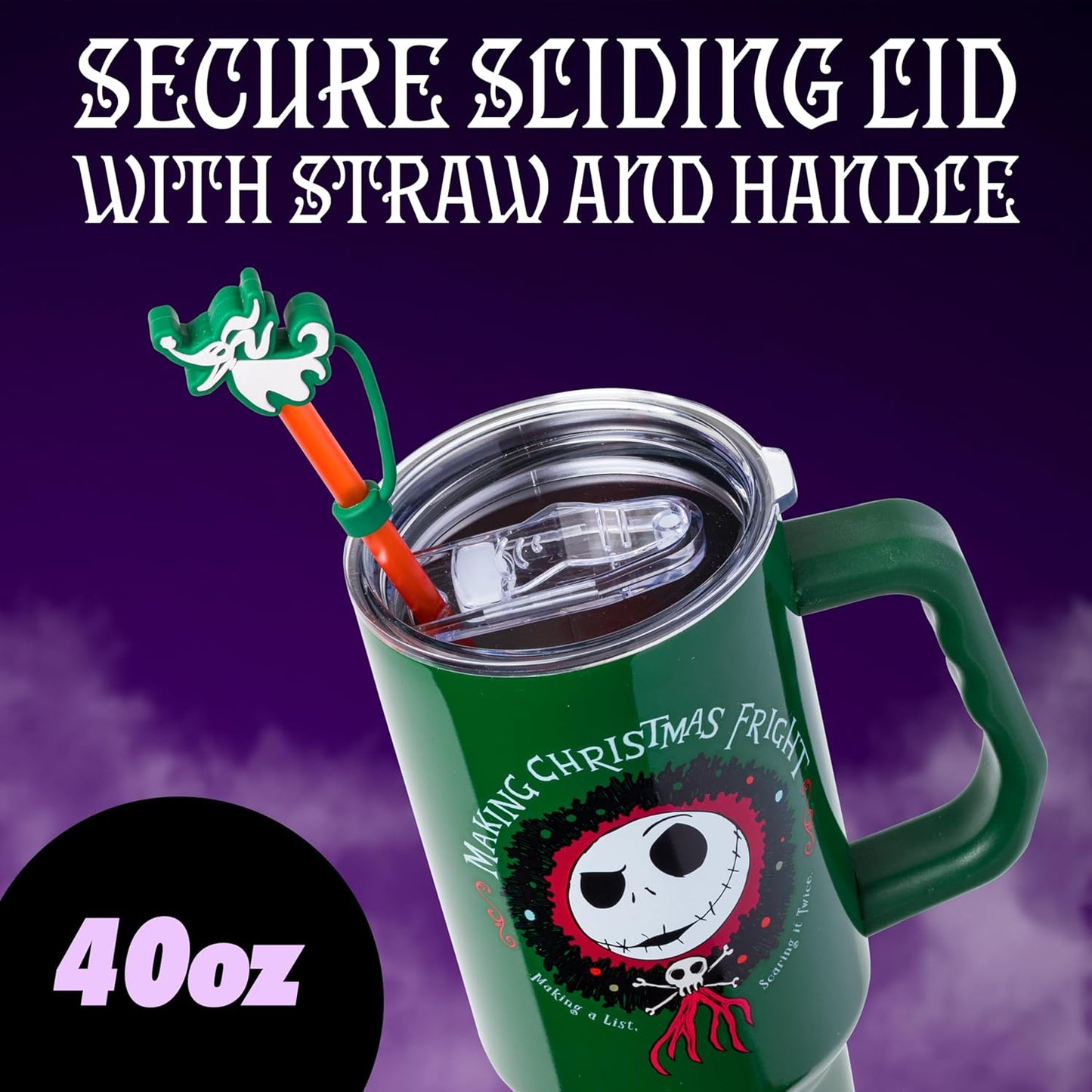 Lilo and Stitch Wink Face, Stainless Steel Tumbler, 40oz | Make Some Waves, Rhinestone, Disney, Double Walled, Includes Handle and Straw, Fits in Cup Holder, 1.18 Liters - Colors B
