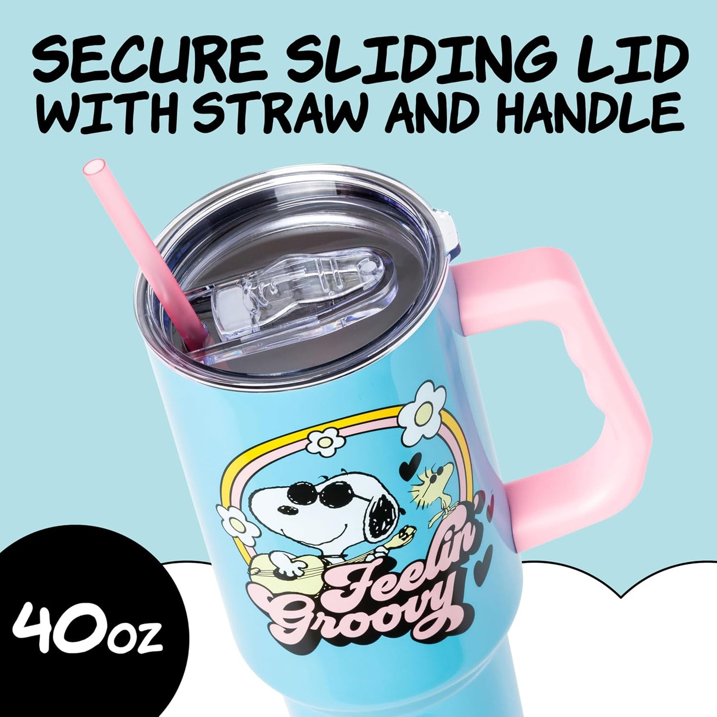 Lilo and Stitch Wink Face, Stainless Steel Tumbler, 40oz | Make Some Waves, Rhinestone, Disney, Double Walled, Includes Handle and Straw, Fits in Cup Holder, 1.18 Liters - Colors B