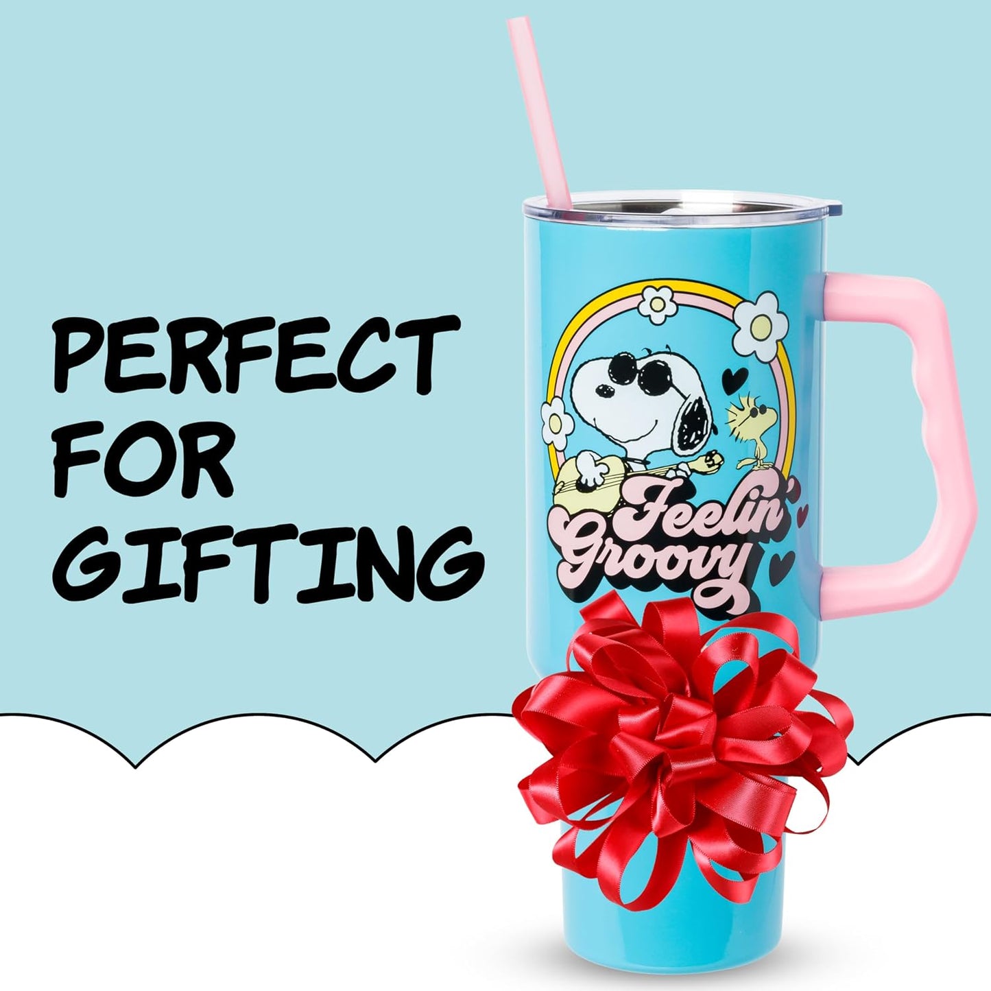 Lilo and Stitch Wink Face, Stainless Steel Tumbler, 40oz | Make Some Waves, Rhinestone, Disney, Double Walled, Includes Handle and Straw, Fits in Cup Holder, 1.18 Liters - Colors B