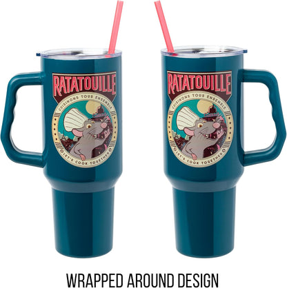Lilo and Stitch Wink Face, Stainless Steel Tumbler, 40oz | Make Some Waves, Rhinestone, Disney, Double Walled, Includes Handle and Straw, Fits in Cup Holder, 1.18 Liters - Colors B