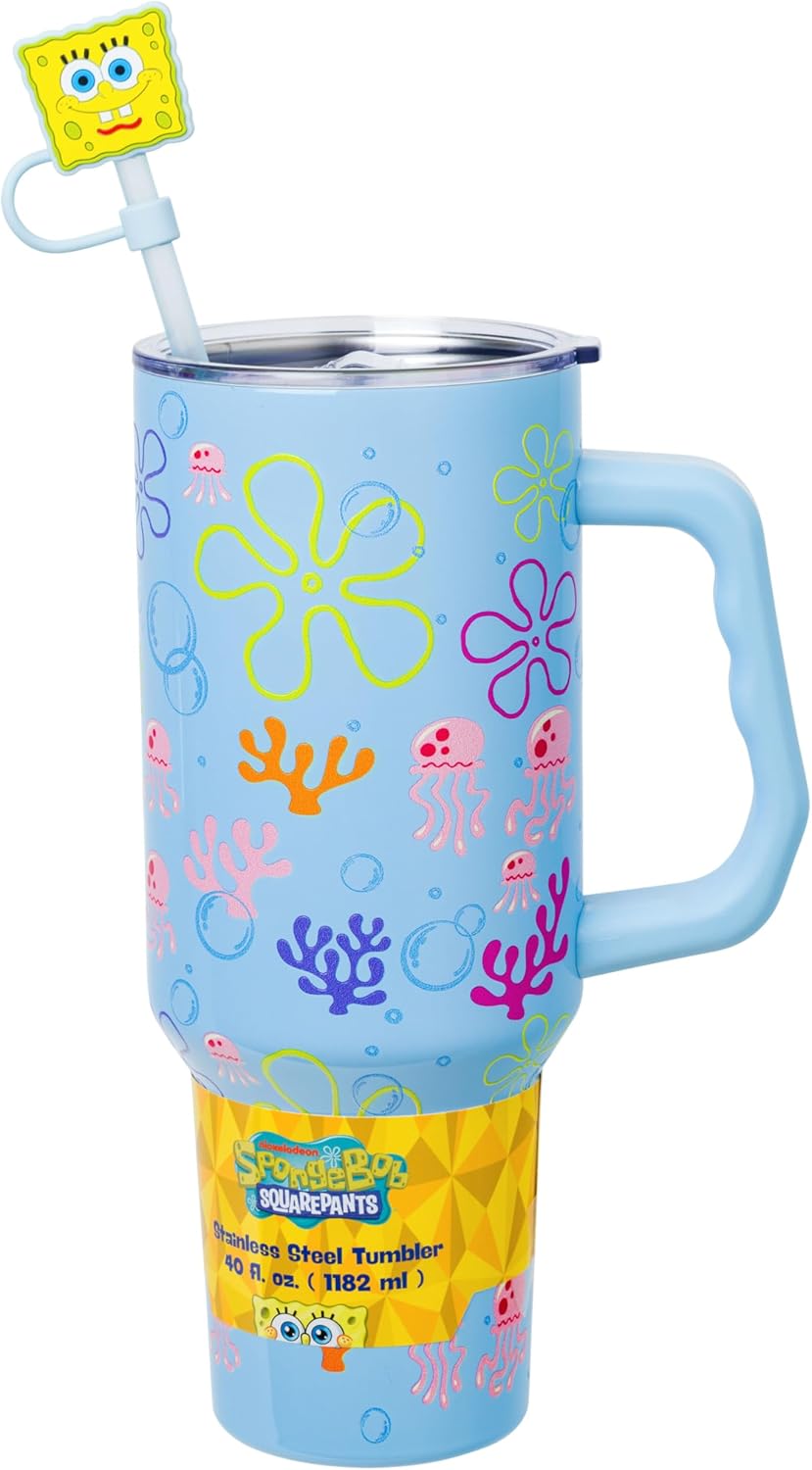 Lilo and Stitch Wink Face, Stainless Steel Tumbler, 40oz | Make Some Waves, Rhinestone, Disney, Double Walled, Includes Handle and Straw, Fits in Cup Holder, 1.18 Liters - Colors B
