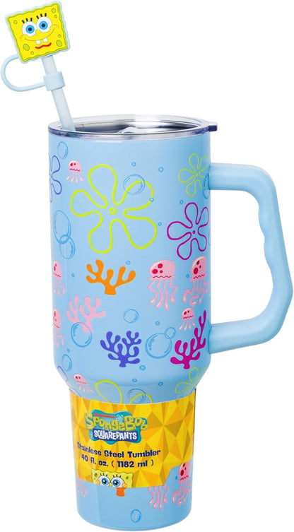 Lilo and Stitch Wink Face, Stainless Steel Tumbler, 40oz | Make Some Waves, Rhinestone, Disney, Double Walled, Includes Handle and Straw, Fits in Cup Holder, 1.18 Liters - Colors B