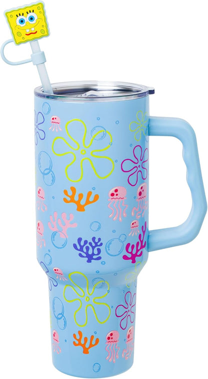Lilo and Stitch Wink Face, Stainless Steel Tumbler, 40oz | Make Some Waves, Rhinestone, Disney, Double Walled, Includes Handle and Straw, Fits in Cup Holder, 1.18 Liters - Colors B