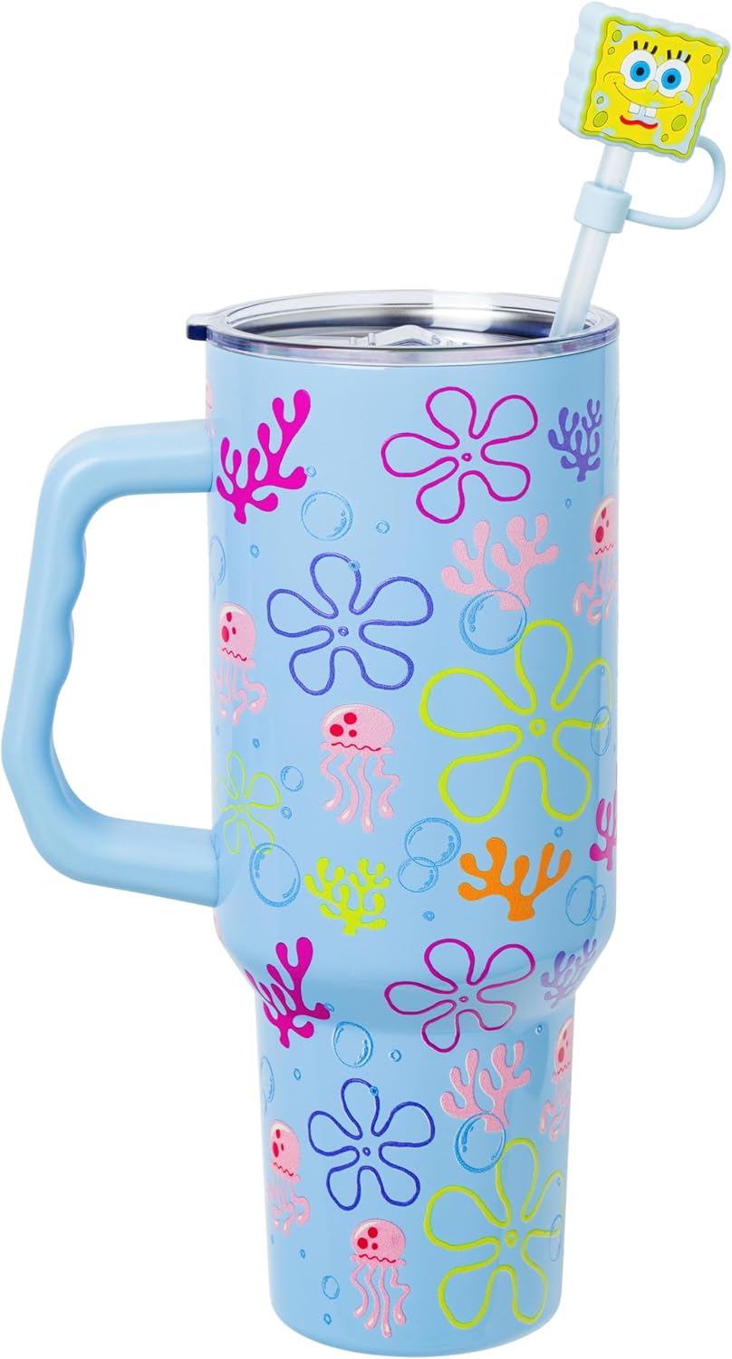 Lilo and Stitch Wink Face, Stainless Steel Tumbler, 40oz | Make Some Waves, Rhinestone, Disney, Double Walled, Includes Handle and Straw, Fits in Cup Holder, 1.18 Liters - Colors B