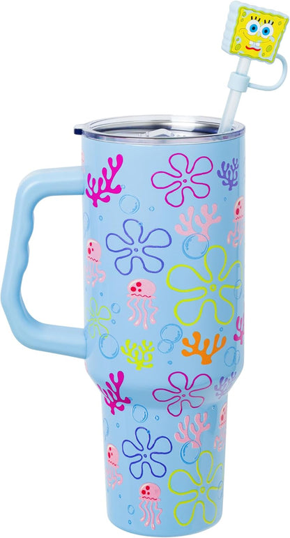 Lilo and Stitch Wink Face, Stainless Steel Tumbler, 40oz | Make Some Waves, Rhinestone, Disney, Double Walled, Includes Handle and Straw, Fits in Cup Holder, 1.18 Liters - Colors B