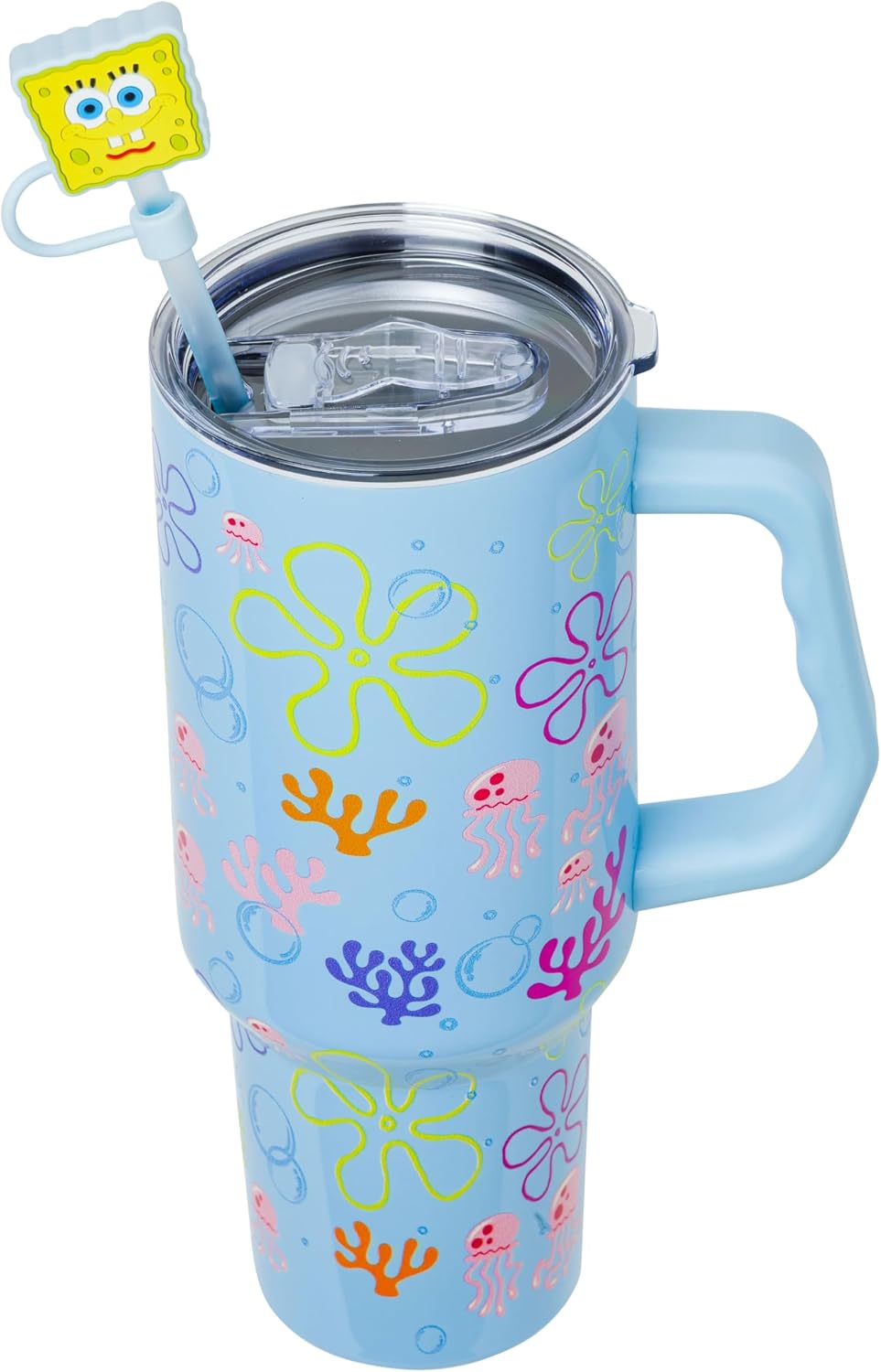 Lilo and Stitch Wink Face, Stainless Steel Tumbler, 40oz | Make Some Waves, Rhinestone, Disney, Double Walled, Includes Handle and Straw, Fits in Cup Holder, 1.18 Liters - Colors B