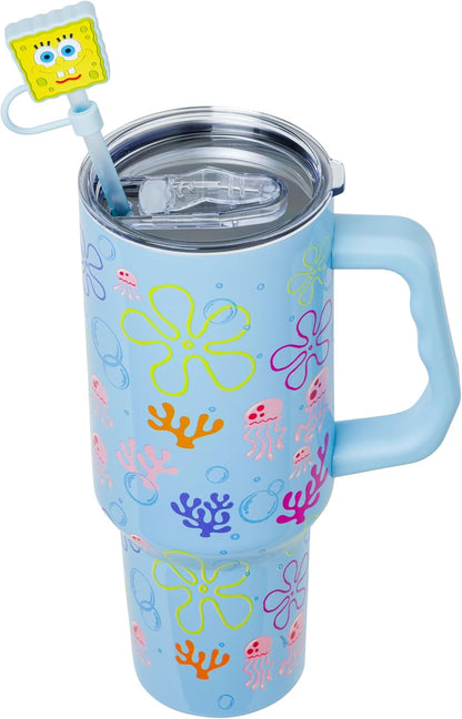 Lilo and Stitch Wink Face, Stainless Steel Tumbler, 40oz | Make Some Waves, Rhinestone, Disney, Double Walled, Includes Handle and Straw, Fits in Cup Holder, 1.18 Liters - Colors B