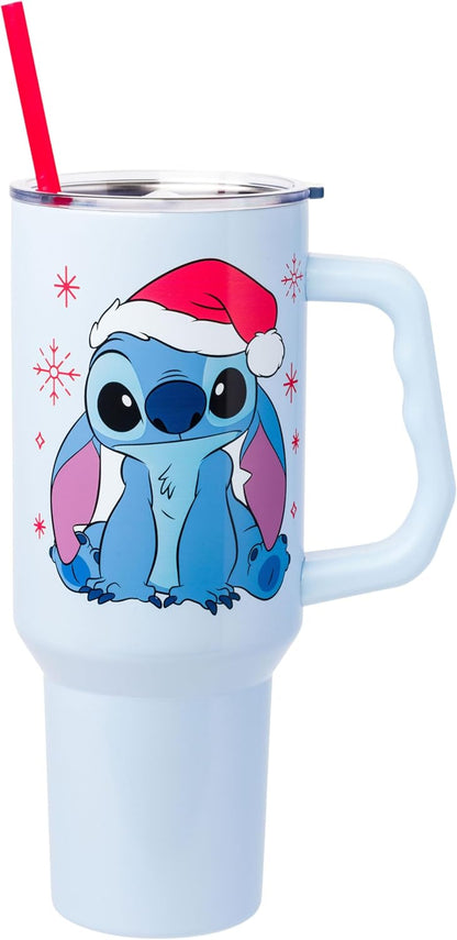 Lilo and Stitch Wink Face, Stainless Steel Tumbler, 40oz | Make Some Waves, Rhinestone, Disney, Double Walled, Includes Handle and Straw, Fits in Cup Holder, 1.18 Liters - Colors B