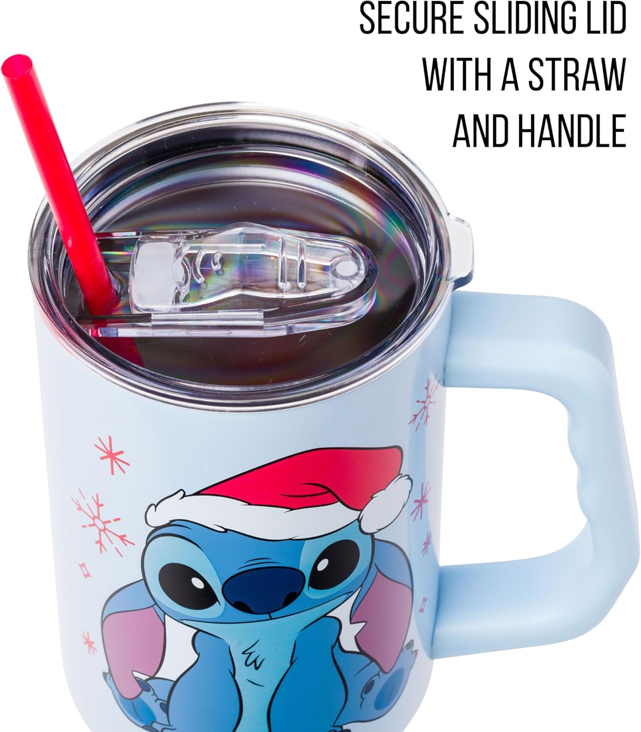 Lilo and Stitch Wink Face, Stainless Steel Tumbler, 40oz | Make Some Waves, Rhinestone, Disney, Double Walled, Includes Handle and Straw, Fits in Cup Holder, 1.18 Liters - Colors B
