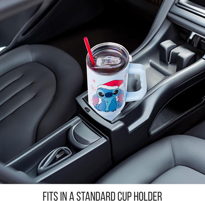 Lilo and Stitch Wink Face, Stainless Steel Tumbler, 40oz | Make Some Waves, Rhinestone, Disney, Double Walled, Includes Handle and Straw, Fits in Cup Holder, 1.18 Liters - Colors B