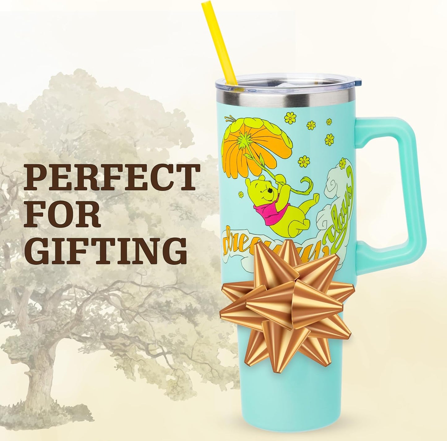 Lilo and Stitch Wink Face, Stainless Steel Tumbler, 40oz | Make Some Waves, Rhinestone, Disney, Double Walled, Includes Handle and Straw, Fits in Cup Holder, 1.18 Liters - Colors B