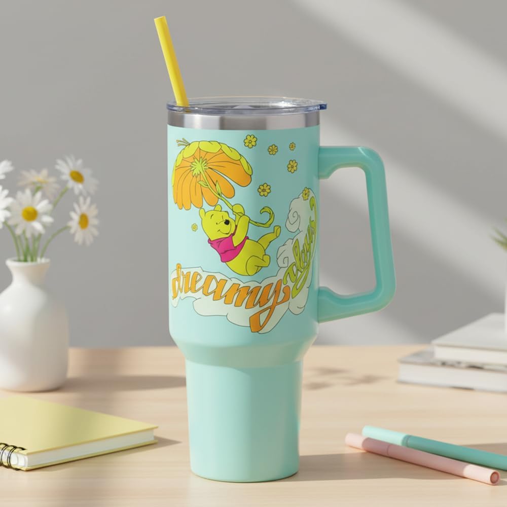 Lilo and Stitch Wink Face, Stainless Steel Tumbler, 40oz | Make Some Waves, Rhinestone, Disney, Double Walled, Includes Handle and Straw, Fits in Cup Holder, 1.18 Liters - Colors B