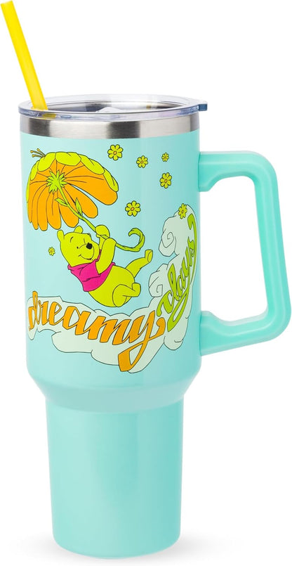 Lilo and Stitch Wink Face, Stainless Steel Tumbler, 40oz | Make Some Waves, Rhinestone, Disney, Double Walled, Includes Handle and Straw, Fits in Cup Holder, 1.18 Liters - Colors B