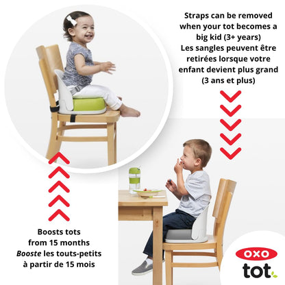 Perch Toddler Booster Seat for Kitchen Chair with Straps, Gray