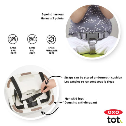 Perch Toddler Booster Seat for Kitchen Chair with Straps, Gray
