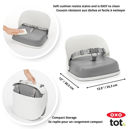 Perch Toddler Booster Seat for Kitchen Chair with Straps, Gray