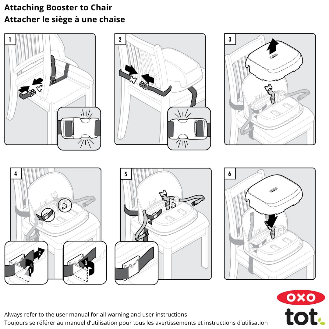 Perch Toddler Booster Seat for Kitchen Chair with Straps, Gray