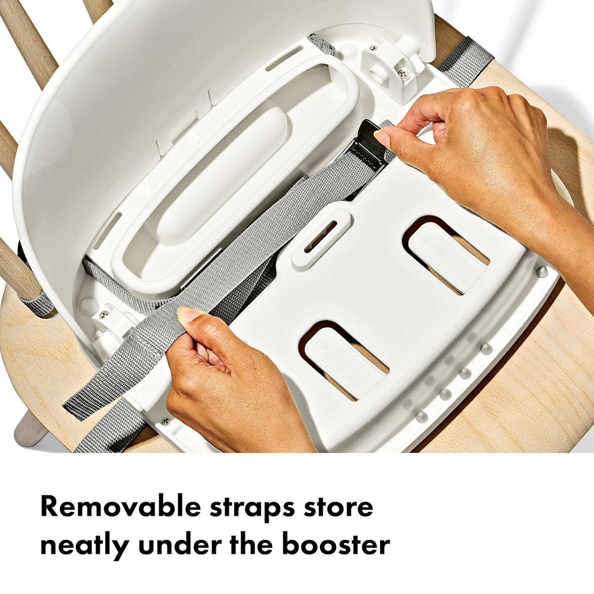 Perch Toddler Booster Seat for Kitchen Chair with Straps, Gray