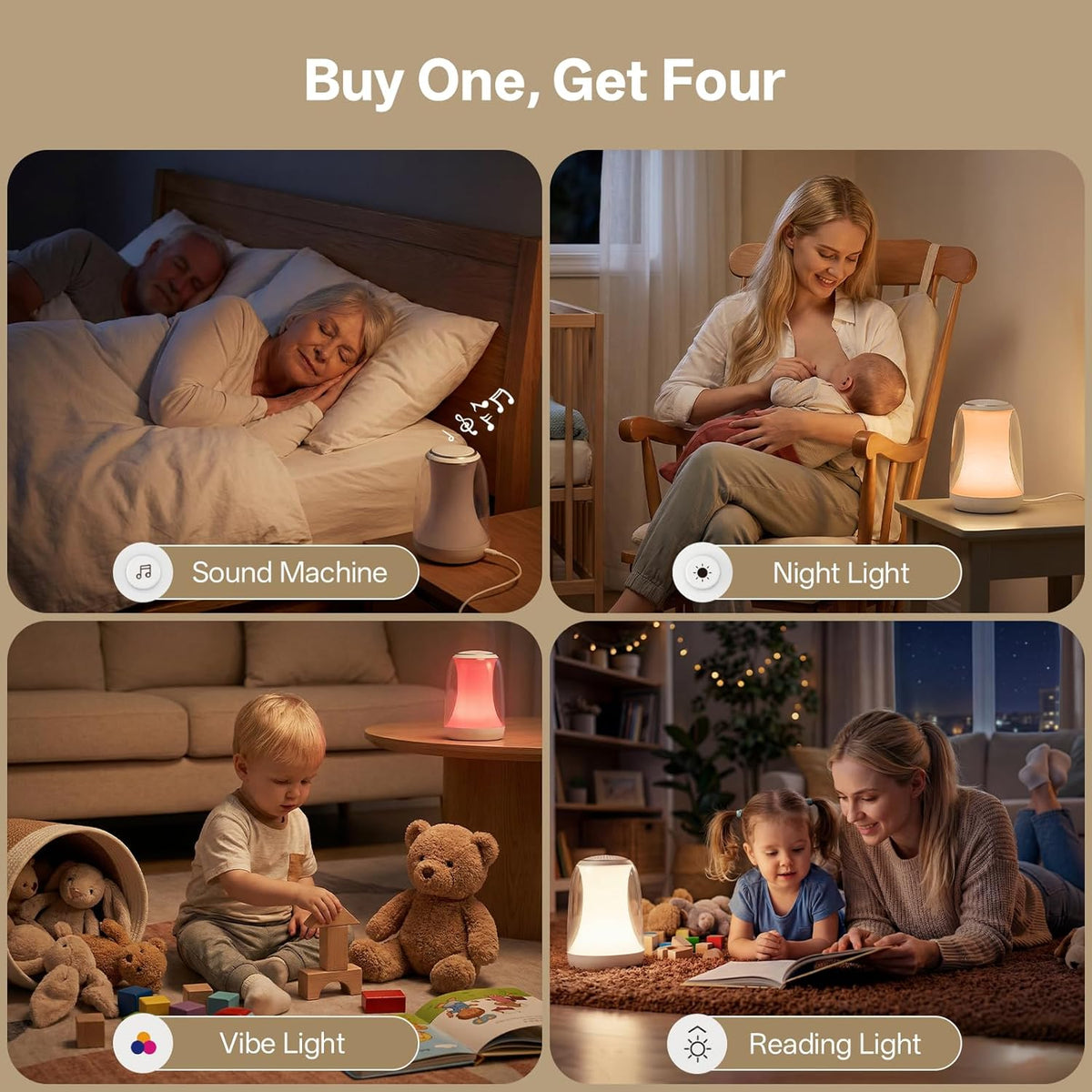 White Noise Sound Machine for Sleep Night Light Baby Remote/Touch Control