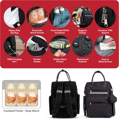 Premium Baby Diaper Bag with Changing Station, Diaper Bag Backpack w/ Pad