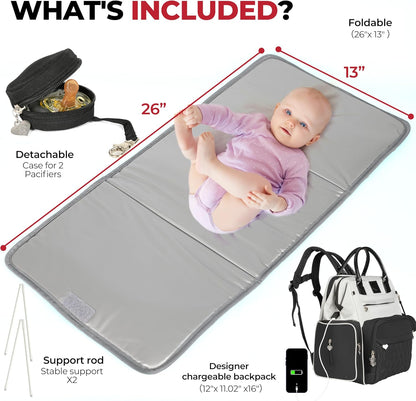 Premium Baby Diaper Bag with Changing Station, Diaper Bag Backpack w/ Pad