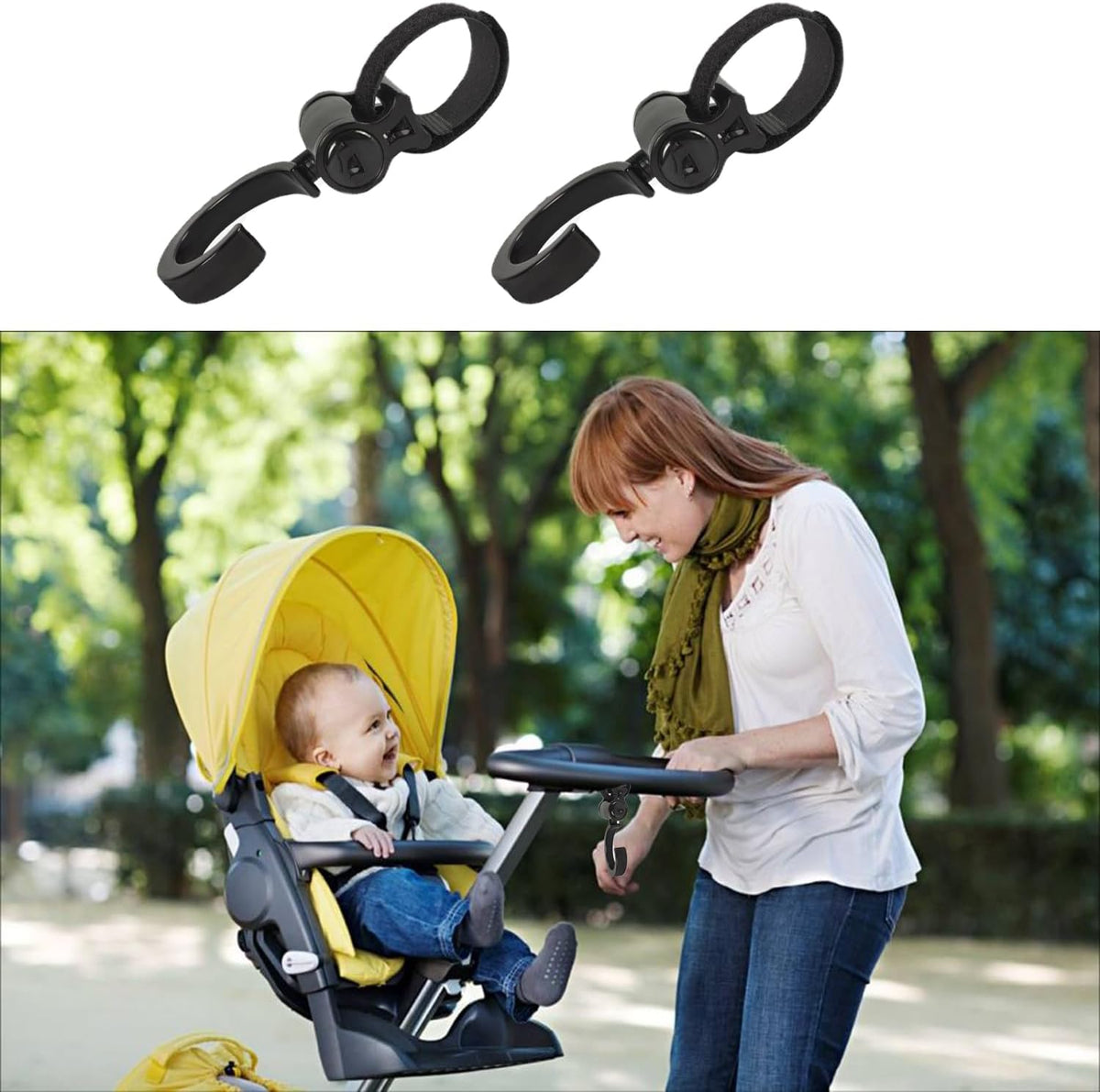 4pcs Stroller Hooks, Walker Hooks Wheelchair Hanging Hooks, 360° Rotation Baby Stroller Hooks Stroller Hanger Diaper Bag Hanger Stroller Bags Purse Organizer Stroller Wheelchair Walker Accessories.