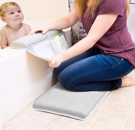 Mybabyly Bath Kneeling Pad and Elbow Rest – Bath Kneeler with Elbow Support - Ultra-Soft and Comfortable Memory Foam – 4 Functional Mesh Pockets – Non-Slip Design
