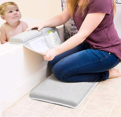 Mybabyly Bath Kneeling Pad and Elbow Rest – Bath Kneeler with Elbow Support - Ultra-Soft and Comfortable Memory Foam – 4 Functional Mesh Pockets – Non-Slip Design