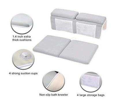 Mybabyly Bath Kneeling Pad and Elbow Rest – Bath Kneeler with Elbow Support - Ultra-Soft and Comfortable Memory Foam – 4 Functional Mesh Pockets – Non-Slip Design