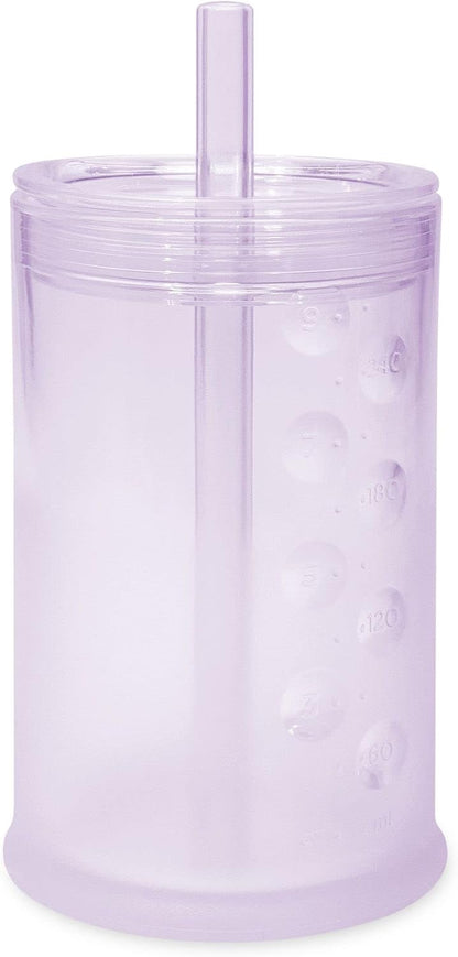 Silicone Training Cup with Straw Lid Bundle 9oz Lilac Fold N Go Silicone Baby Bib w Travel Case (Lilac)
