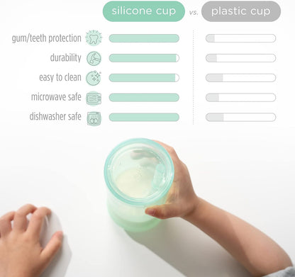 Silicone Training Cup with Straw Lid Bundle 9oz Lilac Fold N Go Silicone Baby Bib w Travel Case (Lilac)