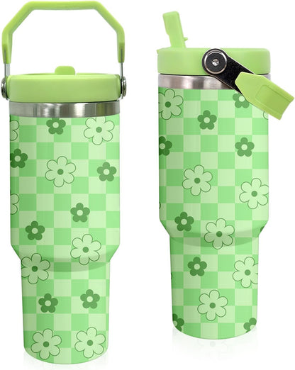 Butterfly 30 OZ Tumbler with Handle Flip Straw Lid Leak Proof | 30oz Butterfly Travel Coffee Mug Christmas Mothers Day Birthday Gifts for Women Lovers 30 Ounce Cup