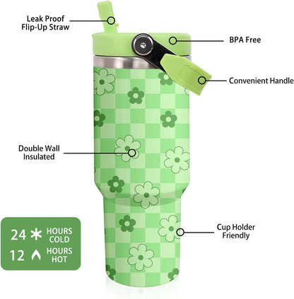 Butterfly 30 OZ Tumbler with Handle Flip Straw Lid Leak Proof | 30oz Butterfly Travel Coffee Mug Christmas Mothers Day Birthday Gifts for Women Lovers 30 Ounce Cup