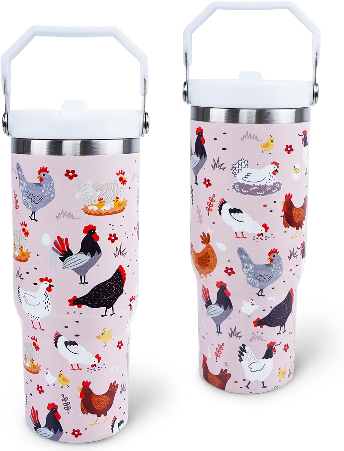 Butterfly 30 OZ Tumbler with Handle Flip Straw Lid Leak Proof | 30oz Butterfly Travel Coffee Mug Christmas Mothers Day Birthday Gifts for Women Lovers 30 Ounce Cup