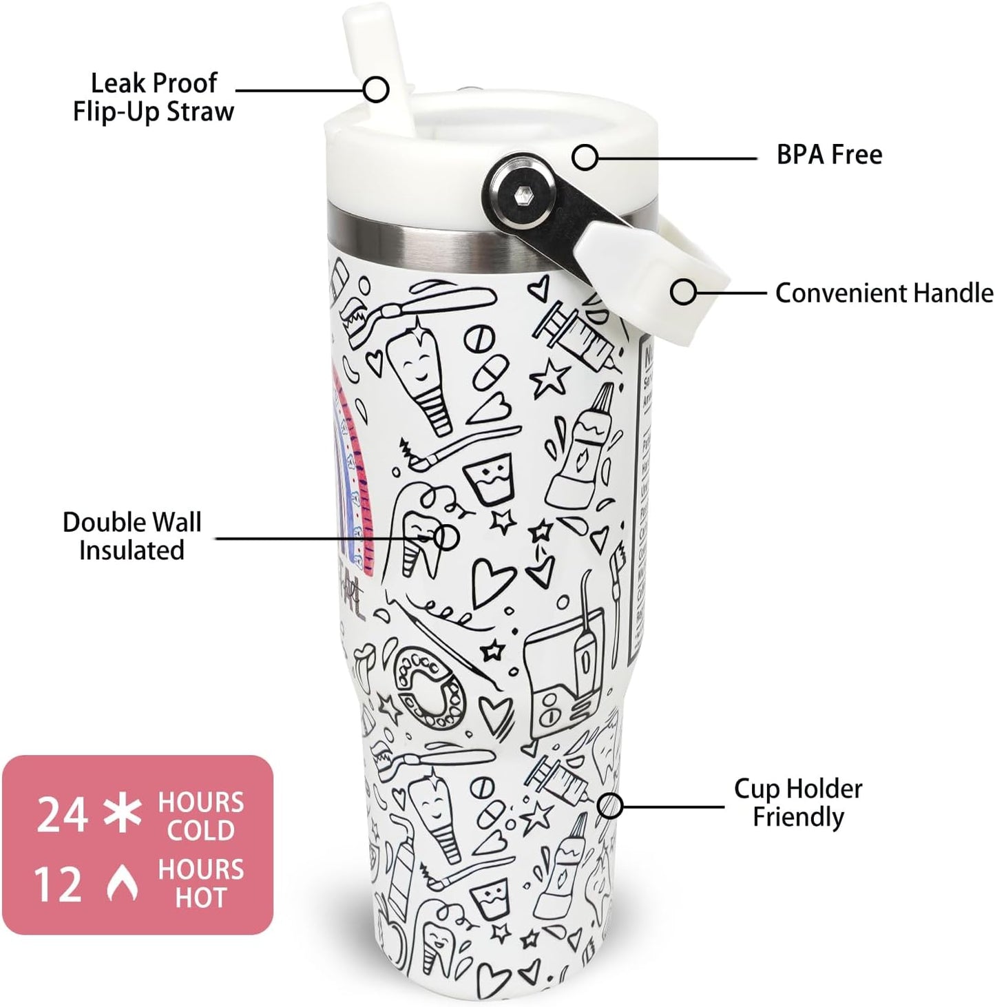 Butterfly 30 OZ Tumbler with Handle Flip Straw Lid Leak Proof | 30oz Butterfly Travel Coffee Mug Christmas Mothers Day Birthday Gifts for Women Lovers 30 Ounce Cup