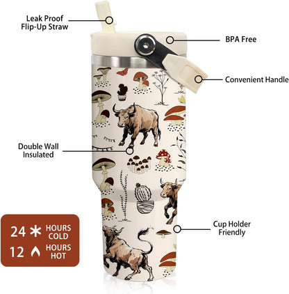 Butterfly 30 OZ Tumbler with Handle Flip Straw Lid Leak Proof | 30oz Butterfly Travel Coffee Mug Christmas Mothers Day Birthday Gifts for Women Lovers 30 Ounce Cup