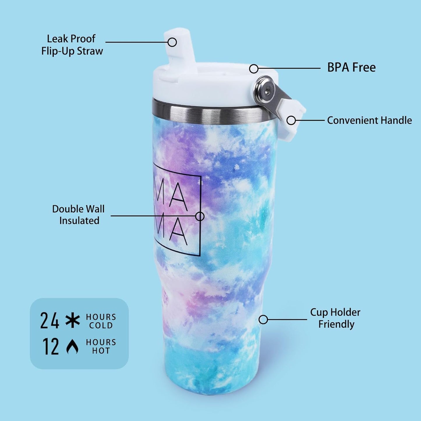 Butterfly 30 OZ Tumbler with Handle Flip Straw Lid Leak Proof | 30oz Butterfly Travel Coffee Mug Christmas Mothers Day Birthday Gifts for Women Lovers 30 Ounce Cup