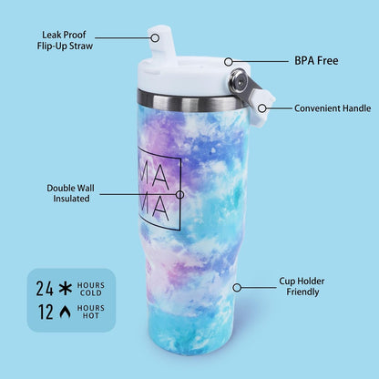 Butterfly 30 OZ Tumbler with Handle Flip Straw Lid Leak Proof | 30oz Butterfly Travel Coffee Mug Christmas Mothers Day Birthday Gifts for Women Lovers 30 Ounce Cup
