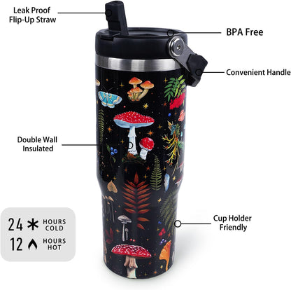 Butterfly 30 OZ Tumbler with Handle Flip Straw Lid Leak Proof | 30oz Butterfly Travel Coffee Mug Christmas Mothers Day Birthday Gifts for Women Lovers 30 Ounce Cup