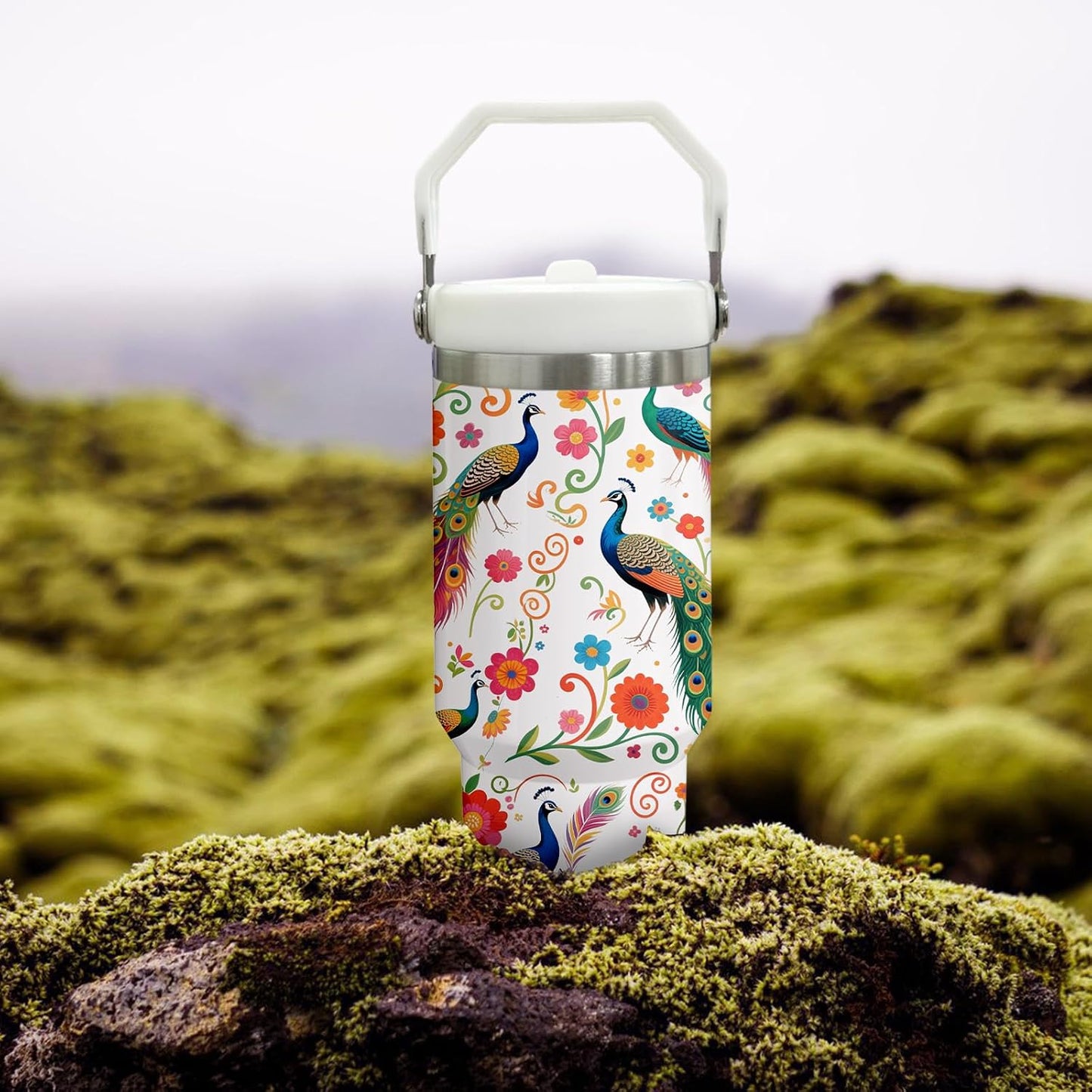 Butterfly 30 OZ Tumbler with Handle Flip Straw Lid Leak Proof | 30oz Butterfly Travel Coffee Mug Christmas Mothers Day Birthday Gifts for Women Lovers 30 Ounce Cup