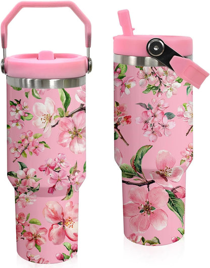 Butterfly 30 OZ Tumbler with Handle Flip Straw Lid Leak Proof | 30oz Butterfly Travel Coffee Mug Christmas Mothers Day Birthday Gifts for Women Lovers 30 Ounce Cup