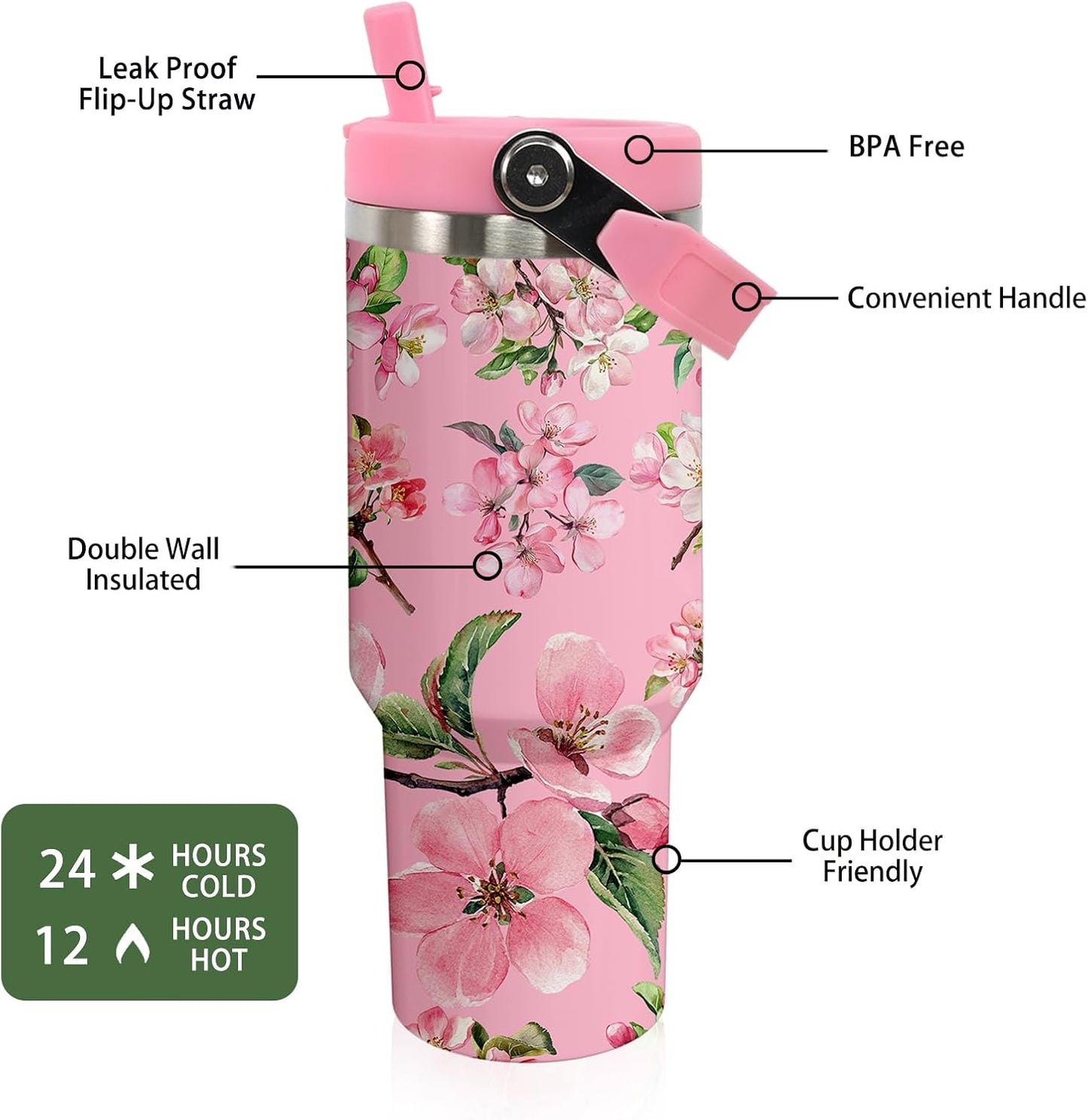 Butterfly 30 OZ Tumbler with Handle Flip Straw Lid Leak Proof | 30oz Butterfly Travel Coffee Mug Christmas Mothers Day Birthday Gifts for Women Lovers 30 Ounce Cup