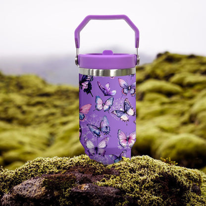 Butterfly 30 OZ Tumbler with Handle Flip Straw Lid Leak Proof | 30oz Butterfly Travel Coffee Mug Christmas Mothers Day Birthday Gifts for Women Lovers 30 Ounce Cup
