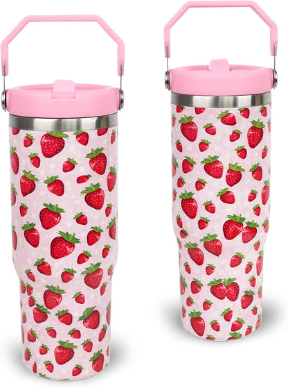 Butterfly 30 OZ Tumbler with Handle Flip Straw Lid Leak Proof | 30oz Butterfly Travel Coffee Mug Christmas Mothers Day Birthday Gifts for Women Lovers 30 Ounce Cup
