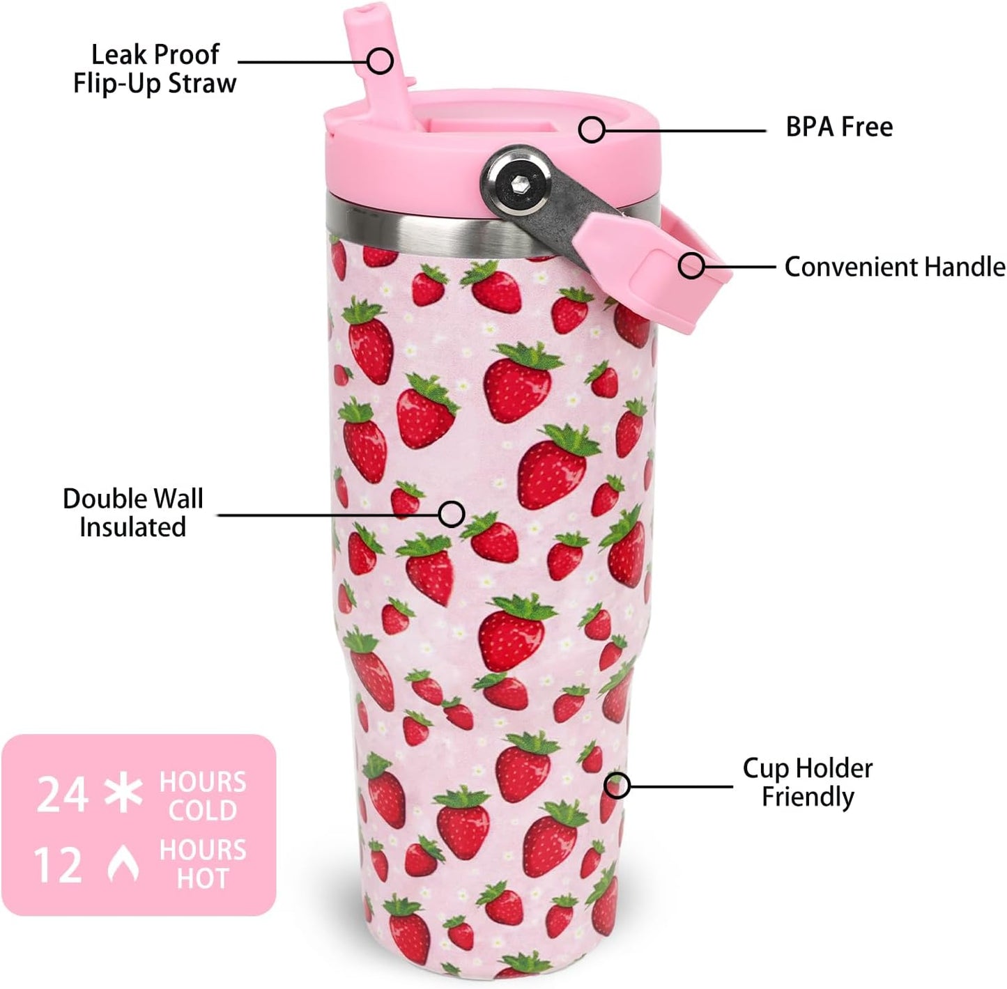 Butterfly 30 OZ Tumbler with Handle Flip Straw Lid Leak Proof | 30oz Butterfly Travel Coffee Mug Christmas Mothers Day Birthday Gifts for Women Lovers 30 Ounce Cup