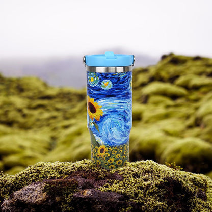 Butterfly 30 OZ Tumbler with Handle Flip Straw Lid Leak Proof | 30oz Butterfly Travel Coffee Mug Christmas Mothers Day Birthday Gifts for Women Lovers 30 Ounce Cup