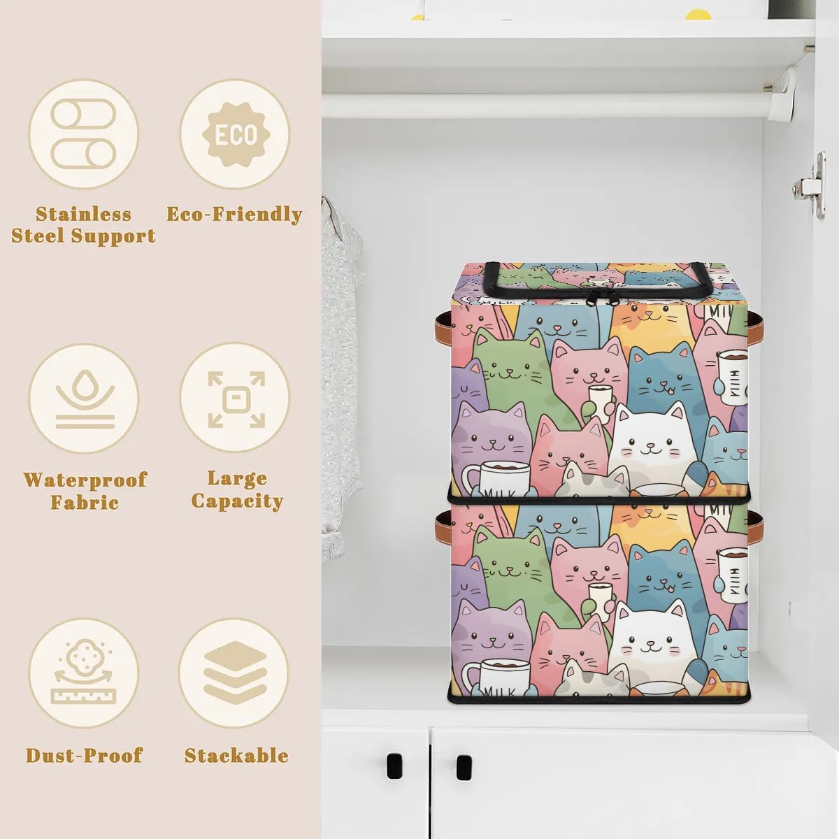 Tractor Truck Storage Bins with Zipper Lid, Collapsible Fabric Storage Basket with Leather Handles Closet Shelf Cloth Organizer Basket for Nursery Bedroom Clothes Toy
