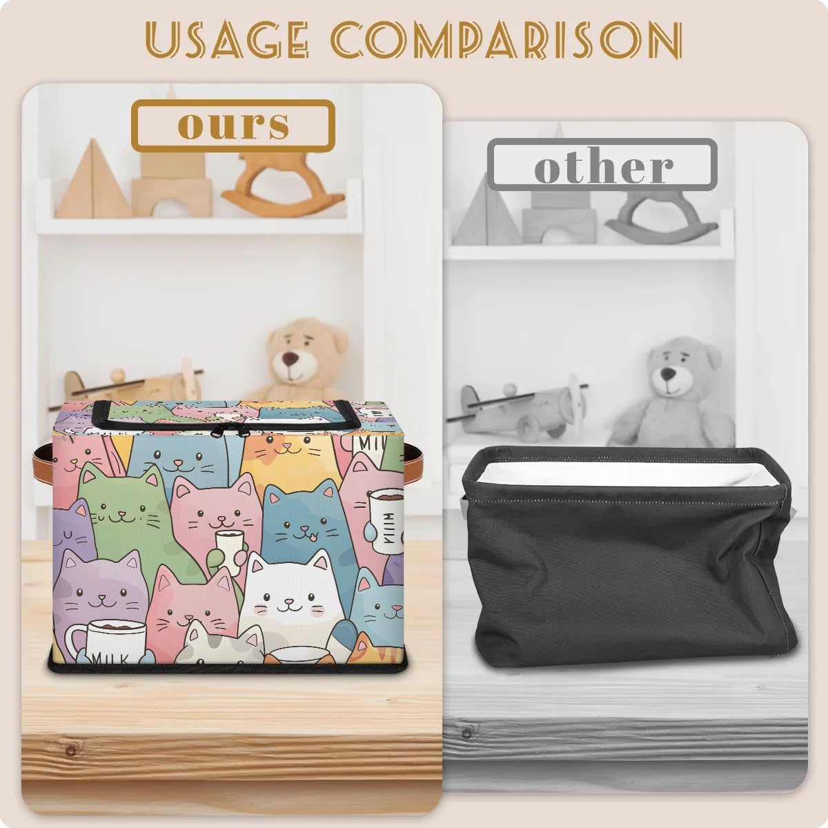 Tractor Truck Storage Bins with Zipper Lid, Collapsible Fabric Storage Basket with Leather Handles Closet Shelf Cloth Organizer Basket for Nursery Bedroom Clothes Toy