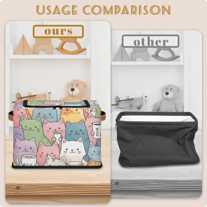 Tractor Truck Storage Bins with Zipper Lid, Collapsible Fabric Storage Basket with Leather Handles Closet Shelf Cloth Organizer Basket for Nursery Bedroom Clothes Toy