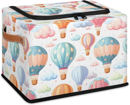 Tractor Truck Storage Bins with Zipper Lid, Collapsible Fabric Storage Basket with Leather Handles Closet Shelf Cloth Organizer Basket for Nursery Bedroom Clothes Toy